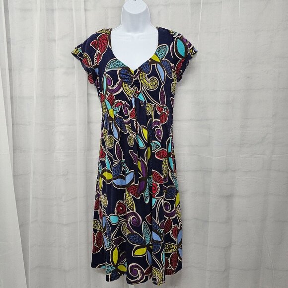 Boden Blue Purple Abstract Leaf Print Jersey Dress Boho Babydoll Y2K Artsy 8 - Picture 13 of 13